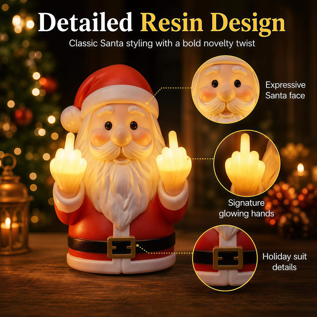Glowing Middle Finger Santa Wall Light