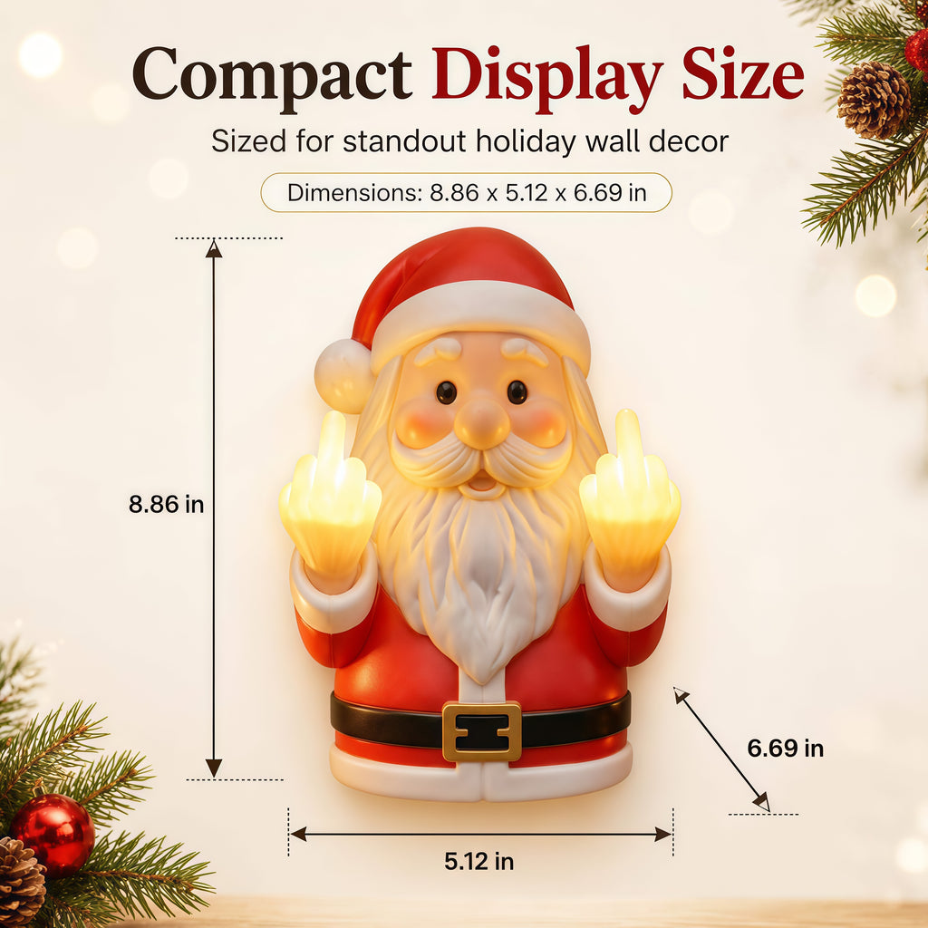 Glowing Middle Finger Santa Wall Light